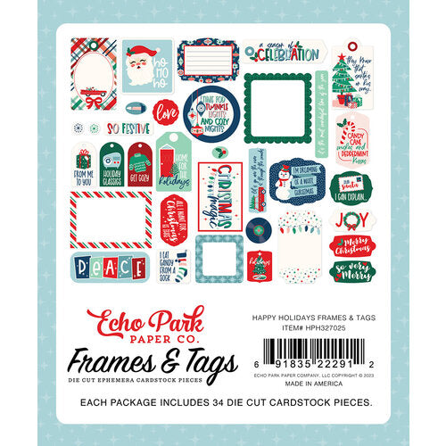 Echo Park - Happy Holidays Collection - Ephemera - Frames and Tags