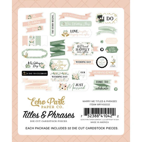 Echo Park - Marry Me Collection - Ephemera - Titles And Phrases