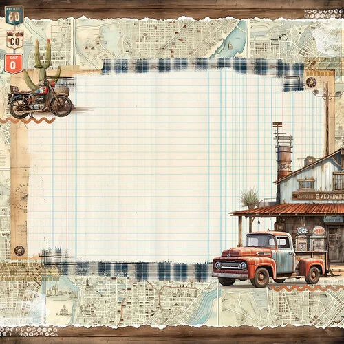 49 and Market - Rust and Revs Collection - 12 x 12 Double Sided Paper - Wanderlust