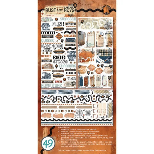 49 and Market - Rust and Revs Collection - Blendable Rub-On Transfers