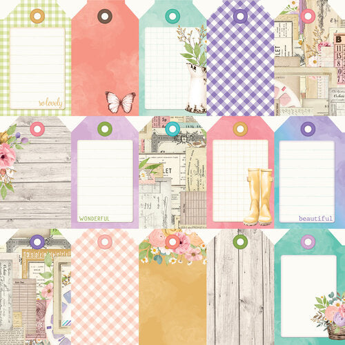 Simple Stories - Simple Vintage Flower Shoppe Collection - 12 x 12 Double Sided Paper - Tag Elements