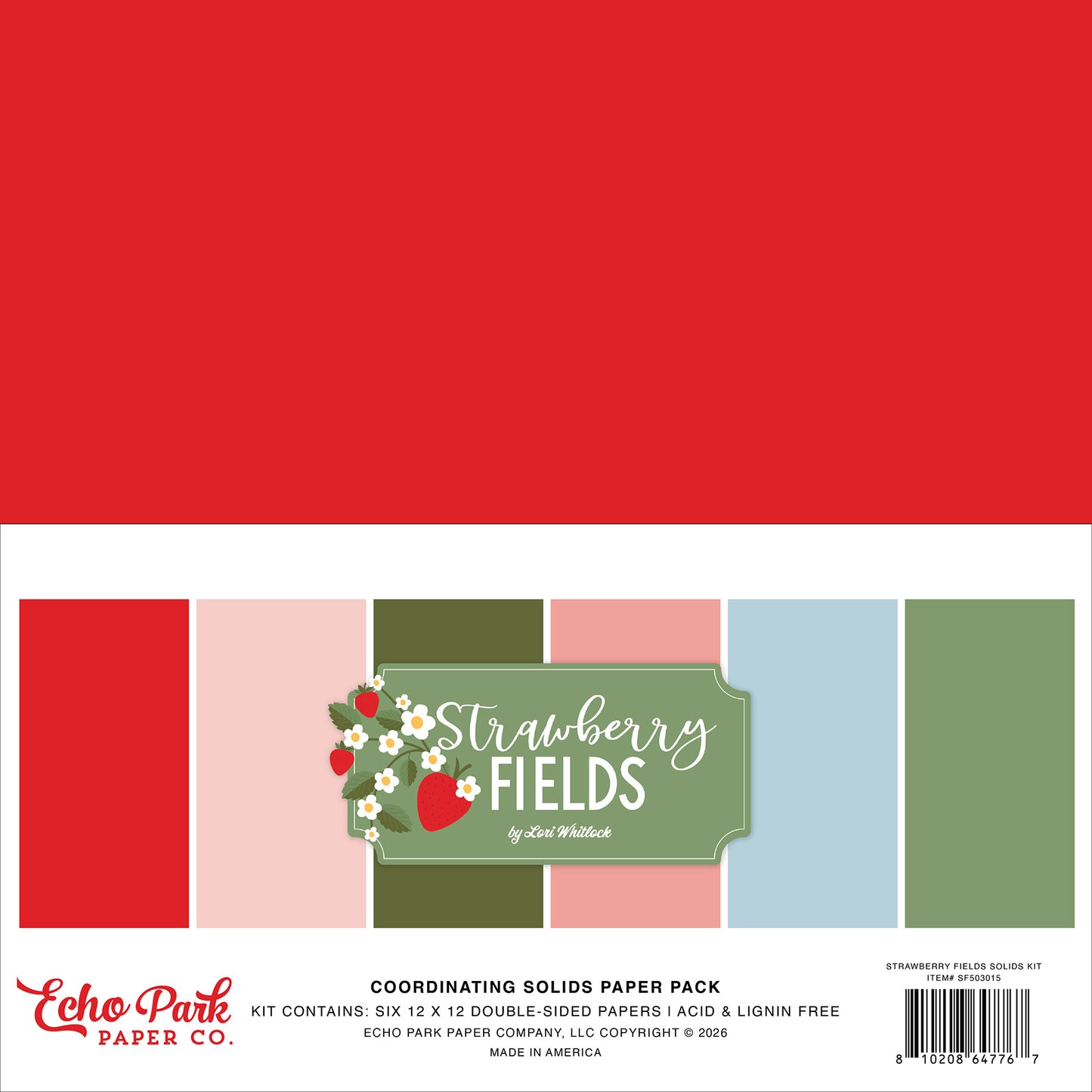 Echo Park - Strawberry Fields Collection - 12 x 12 Paper Pack - Solids