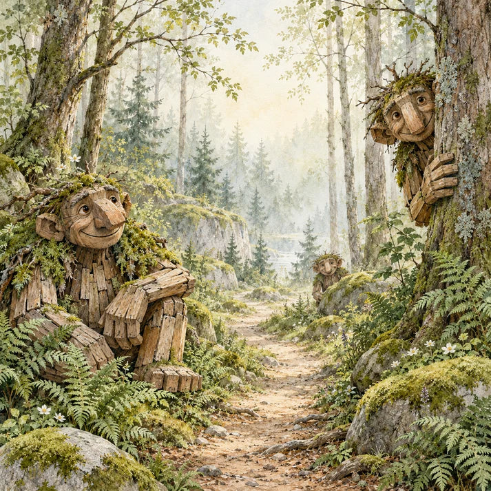SSC Designs - Troll Hunting Collection - 12 x 12 Double Sided Scrapbook Paper - Peeking Troll