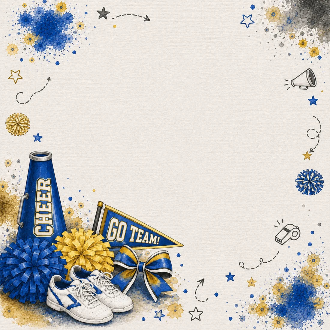 SSC - Sports Collection - 12 x 12 Double-Sided Scrapbook Paper - Cheer Blue
