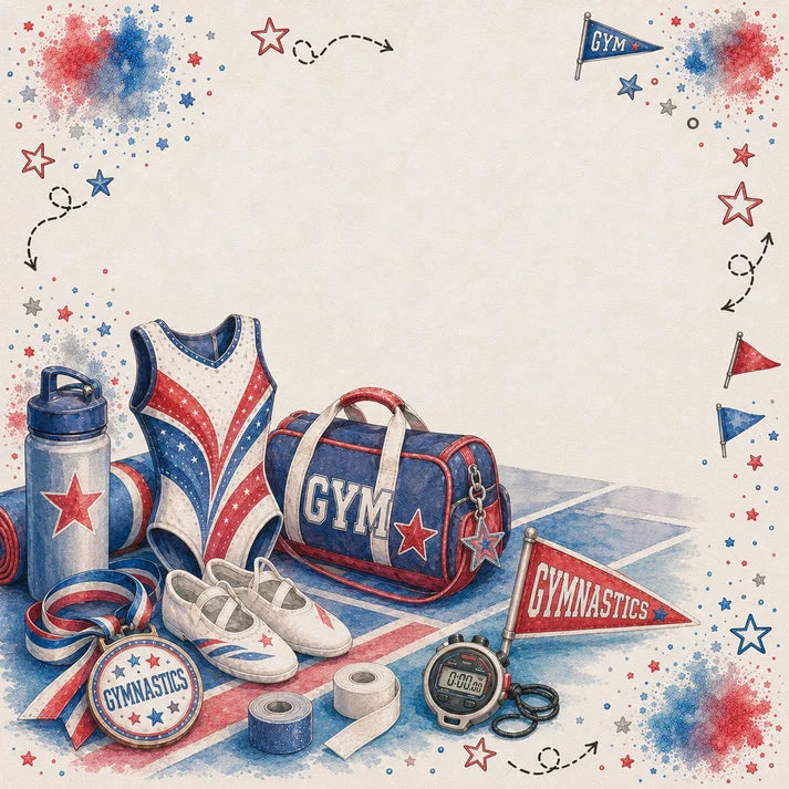 SSC - Sports Collection - 12 x 12 Double-Sided Scrapbook Paper - Gymnastics