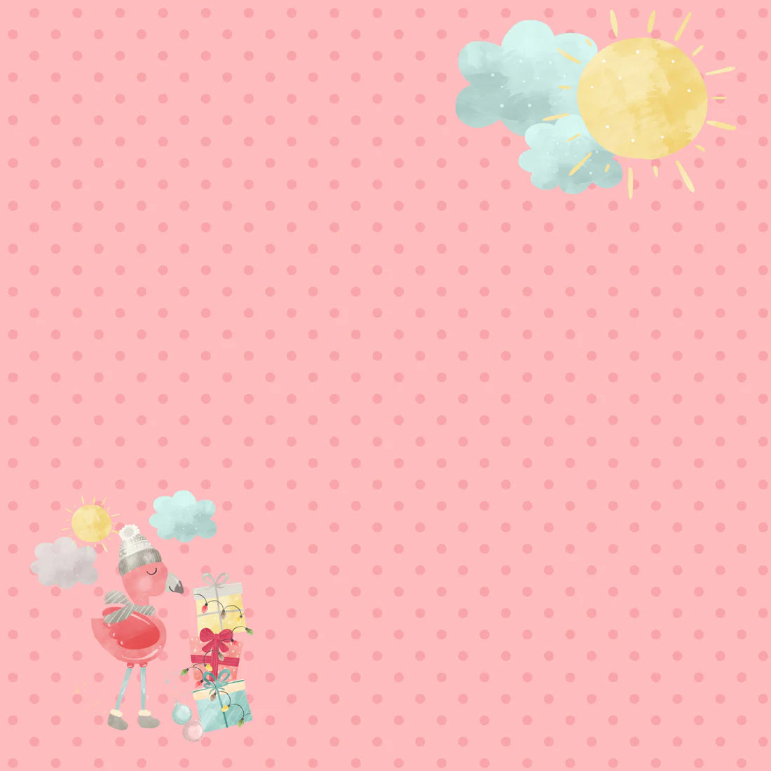 SSC Designs - Flamingo Christmas Collection - Gift Exchange 12 x 12 Double-Sided Scrapbook Paper