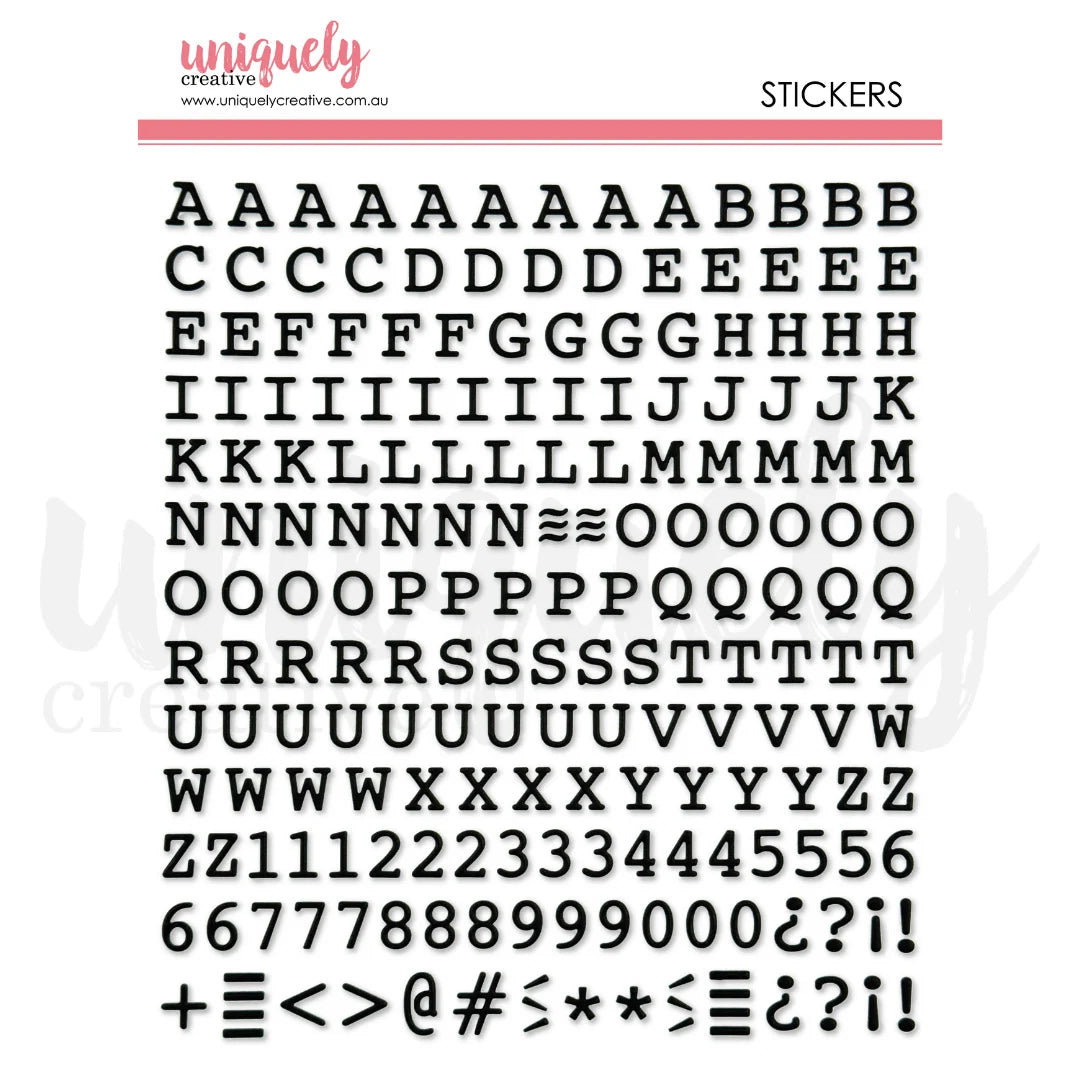 Uniquely Creative - Stickers - Puffy Alpha Stickers - Uppercase - Black