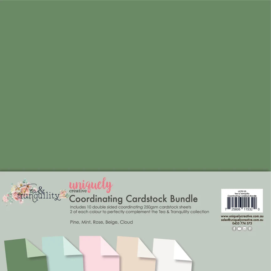 Uniquely Creative - Tea And Tranquility Collection - 12 x 12 Coordinating Cardstock Bundle