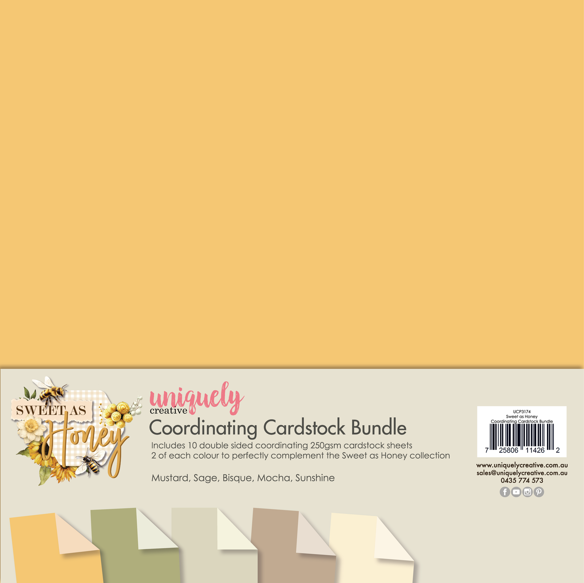 Uniquely Creative - Sweet As Honey Collection - 12 x 12 Coordinating Cardstock Bundle