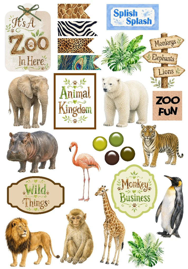 SSC Designs - Zoo Adventures Collection - Laser Cut Scrapbook Ephemera - Die Cuts