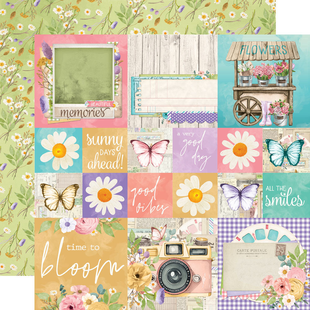 Simple Stories - Simple Vintage Flower Shoppe Collection - 12 x 12 Double Sided Paper - 2x2/4x3 Elements