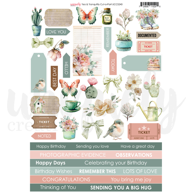 Uniquely Creative - Tea And Tranquility Collection - Cut-a-Part Sheet
