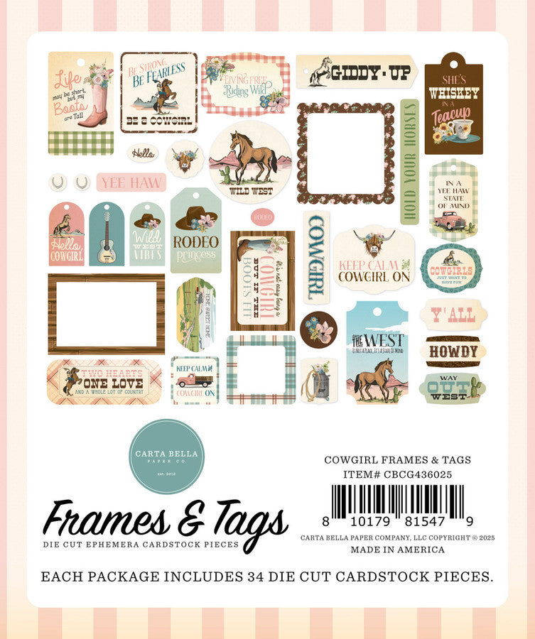 Carta Bella - Cowgirl Collection - Frames and Tags