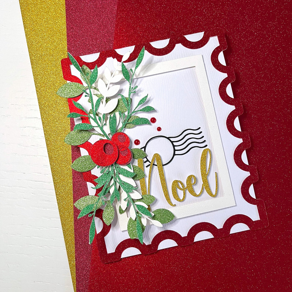 Encore Paper - 12 x 12 WOW No Shed Glitter Paper - Emerald Green