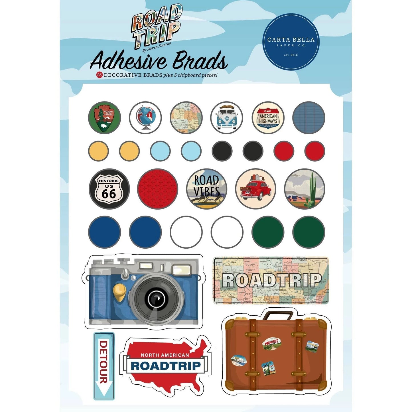 Carta Bella - Road Trip - Adhesive Brads