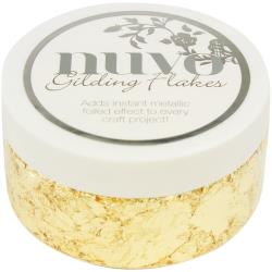 A container of Nuvo Gilding Flakes in gold color, intended for craft projects to add a metallic foiled effect.
