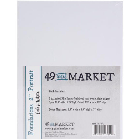 49 And Market Foundations 2" Portrait Album 8.5"x 6.5" - White