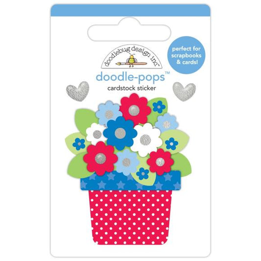 Doodlebug Doodle-Pops 3D Stickers - Festive Floral - Hometown USA