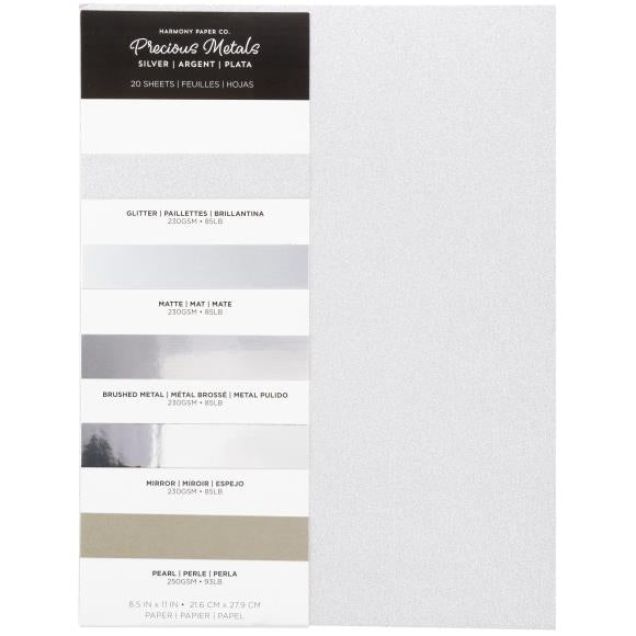 Harmony Precious Metals Cardstock 8.5"X11" -Silver