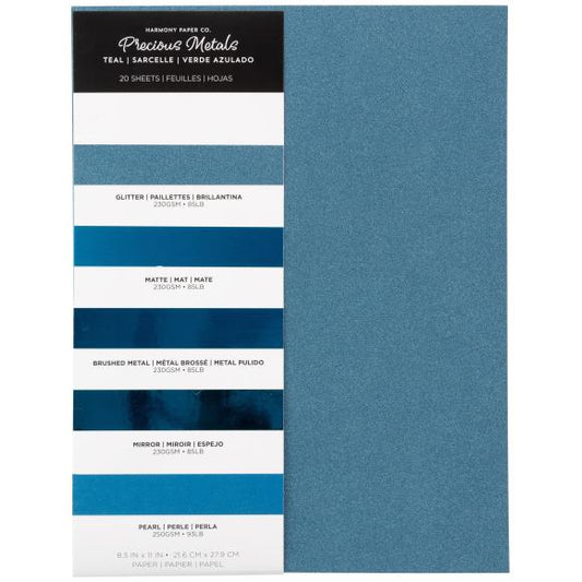 Harmony Precious Metals Cardstock 8.5"X11" -Teal