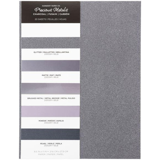 Harmony Precious Metals Cardstock 8.5"X11" -Charcoal