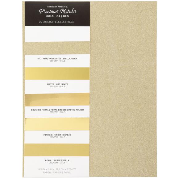 Harmony Precious Metals Cardstock 8.5"X11" 20/Pkg - Gold