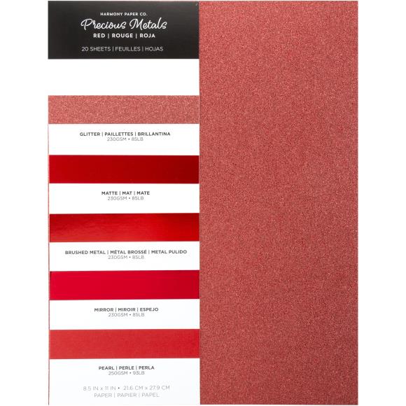 Harmony Precious Metals Cardstock 8.5"X11" -Red