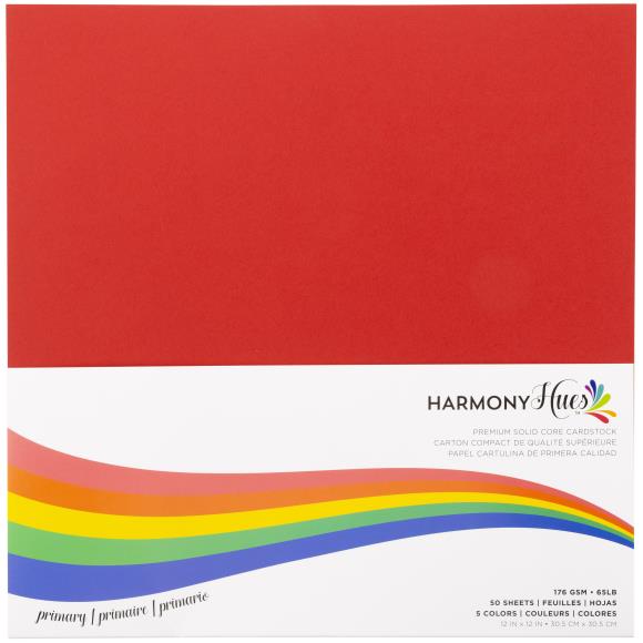Harmony Hues - 12 x 12 - 65# Smooth - 50 Pack - Primary
