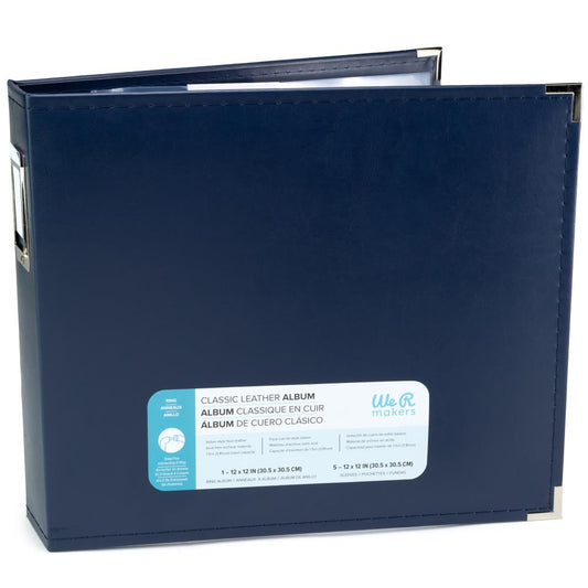 We R Memory Keepers -  12"X12" Classic Leather D-Ring Album - Navy