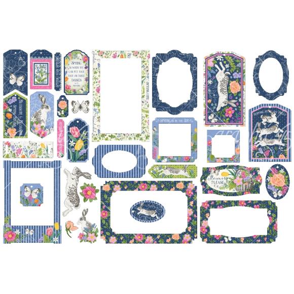 Graphic 45 - Spring Is In The Air Collection - Chipboard Embellishments - Tags And Frames