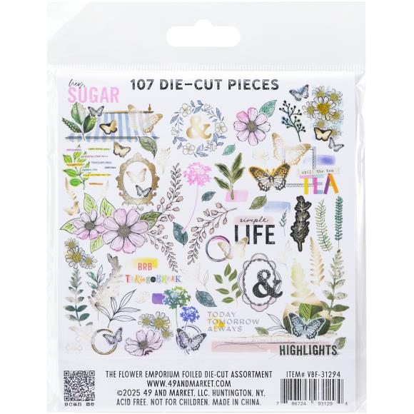 49 and Market - The Flower Emporium by Vicki Boutin - Foiled Die-Cuts Assortment