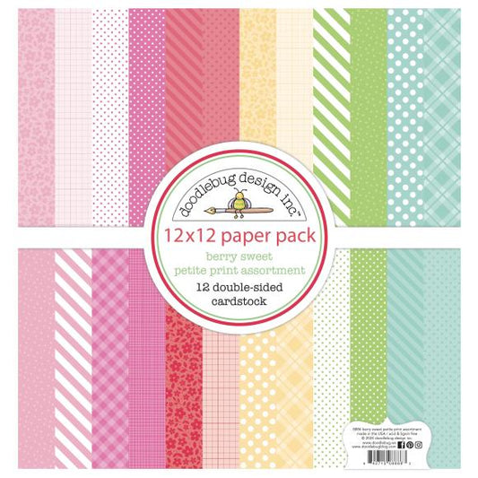 Doodle Bug Design - Berry Sweet Collection - 12 x 12 Paper Pack - Petite Prints