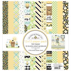 Doodlebug Design - Bee Happy Collection - 12 x 12 Paper Pack