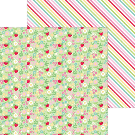 Doodle Bug Design - Berry Sweet Collection - 12 x 12 Double-Sided Paper - Strawberry Fields