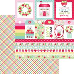 Doodle Bug Design - Berry Sweet Collection - 12 x 12 Double-Sided Paper - Berry Basket