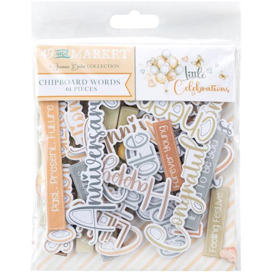 49 and Market - Little Celebrations Collection - Chipboard Words