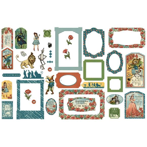 Graphic 45 - Wonder of Oz Collection - Chipboard Die Cuts - Tags and Frames