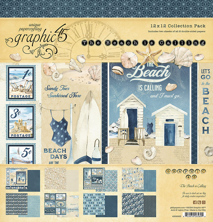Graphic 45 - The Beach Is Calling Collection - 12 x 12 Collection Pack