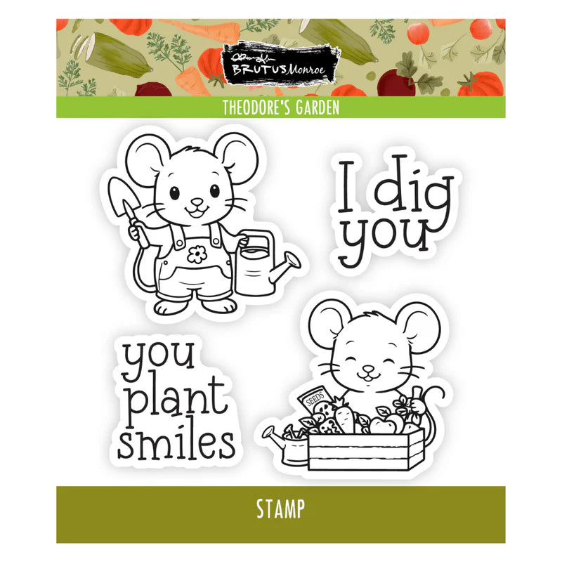 Clear stamps with mouse illustrations and text on a white background