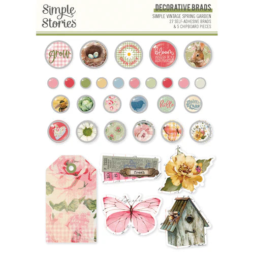 Simple Stories - Simple Vintage Spring Garden Adhesive Brads