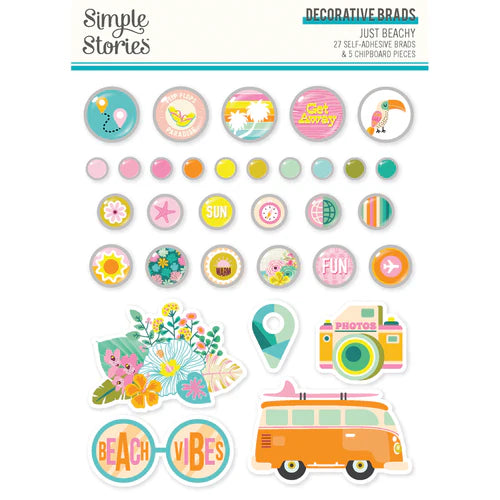 Simple Stories - Just Beachy Collection - Adhesive Brads