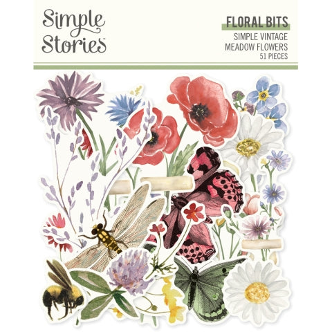 Simple Stories Simple Vintage Meadow Flowers - Floral Bits & Pieces