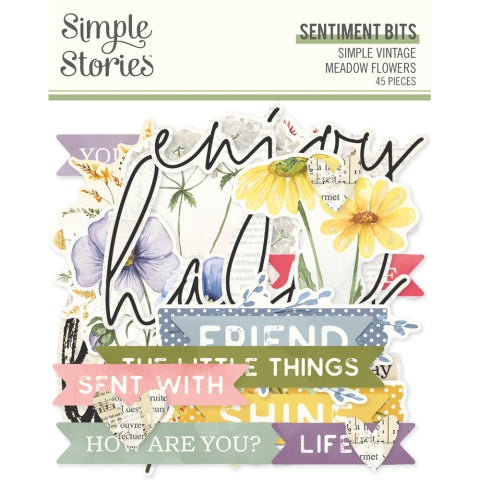 Simple Stories Simple Vintage Meadow Flowers - Sentiment Bits & Pieces