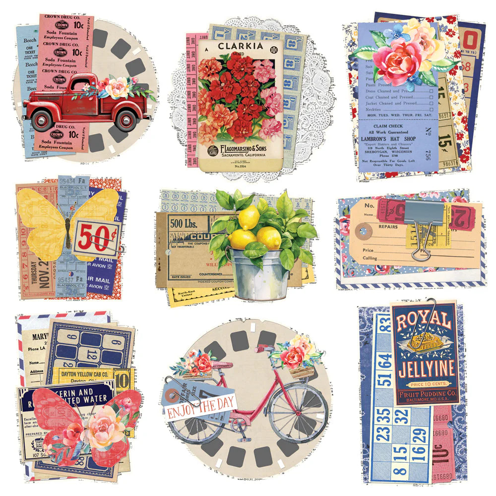 Simple Stories - Simple Vintage Linen Market Collection - Chipboard Clusters