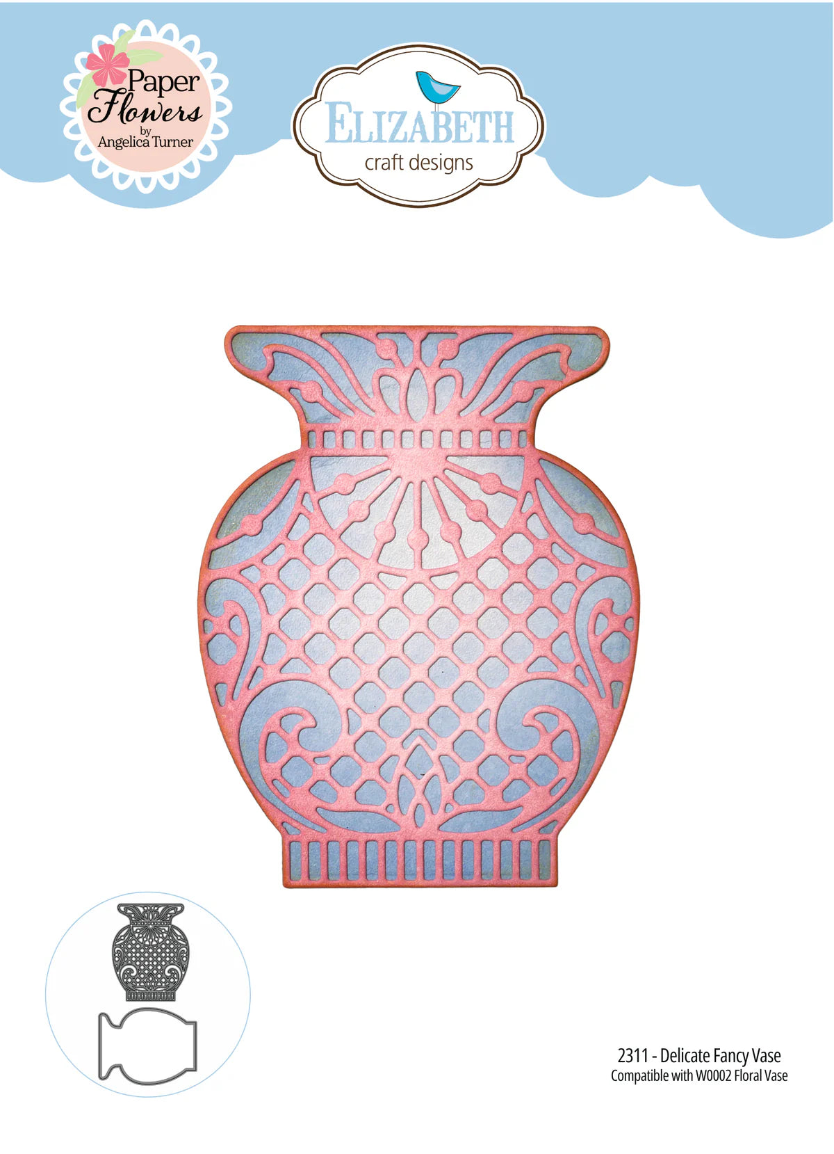 Elizabeth Craft Designs - Bohemian Rose Collection - Dies - Delicate Fancy Vase