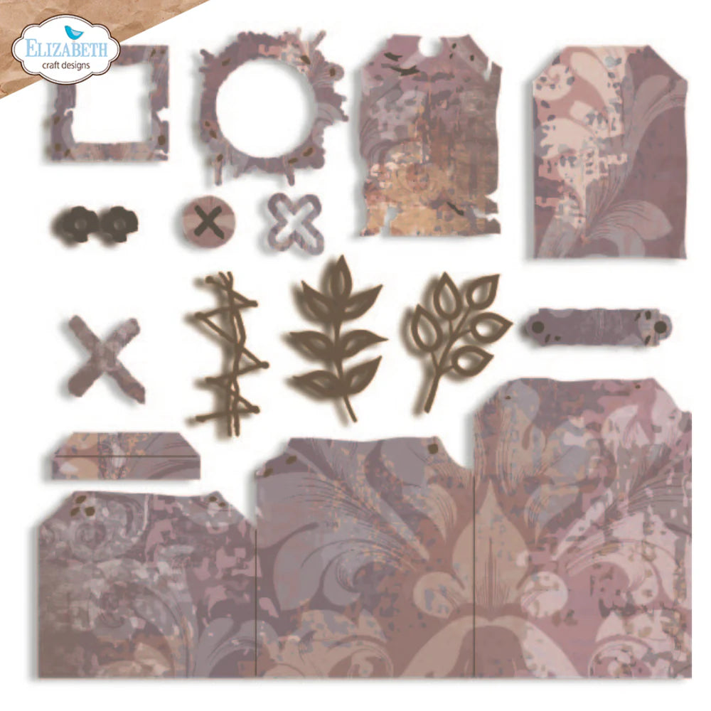 Elizabeth Craft Designs - Hello You Collection - Dies - Tag Folding Trio