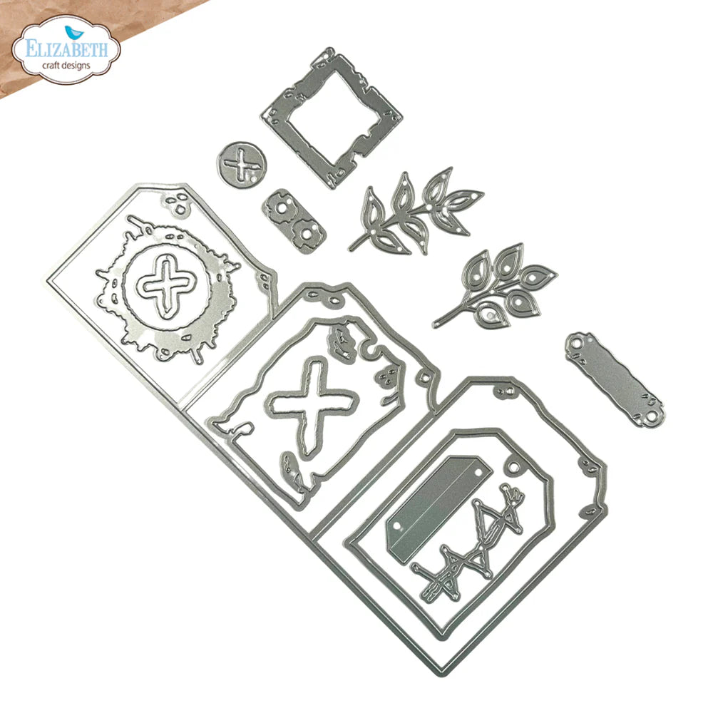 Elizabeth Craft Designs - Hello You Collection - Dies - Tag Folding Trio