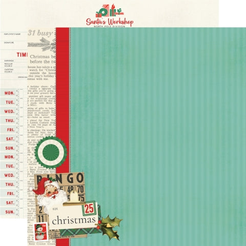 Simple Stories - Simple Vintage Holly Jolly Collection - 12 x 12 Double Sided Paper - The Nice List