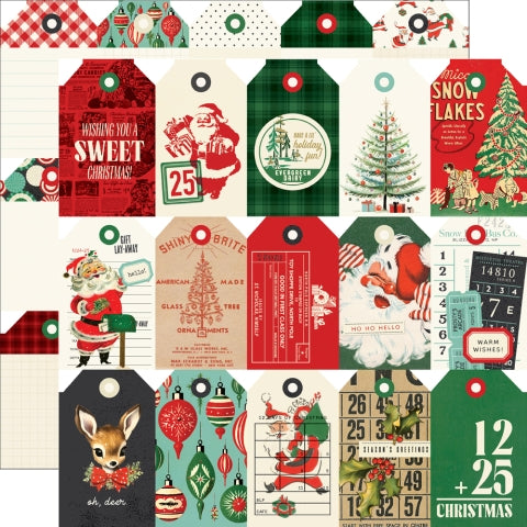 Simple Stories - imple Vintage Holly Jolly - Tags Elements 12 x 12 Double-Sided Cardstock