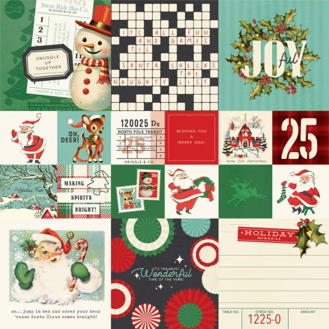 Simple Stories - Simple Vintage Holly Jolly - 2x2/4x4 Elements 12 x 12 Double-Sided Cardstock